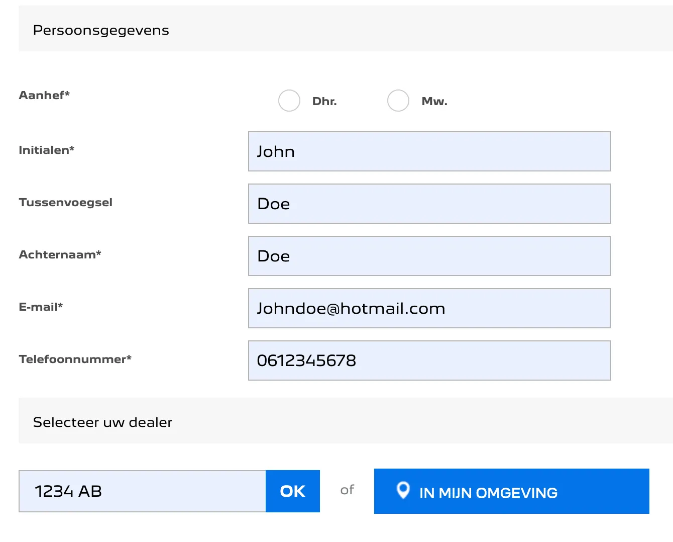 Autofill Peugeot form