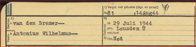 Tussenvoegsel persoonskaart