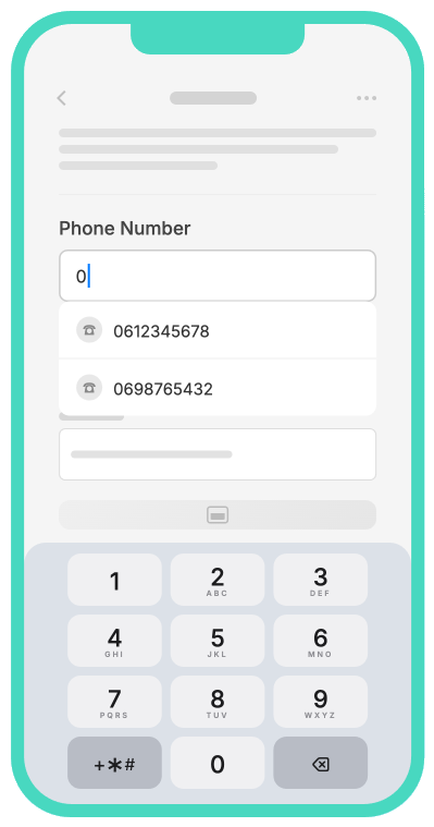 Phone field with smart keyboard